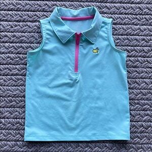 Masters Sleeveless Aqua Polo with Pink Zipper